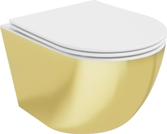 Mexen Lena cuvette WC sans bride avec abattant slim à descente progressive, duroplast, blanc/or - 30224006