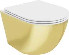 Mexen Lena cuvette WC sans rebord avec abattant à descente lente slim, duroplast, blanc/or - 30224006
