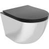 Mexen Lena cuvette WC sans rebord avec abattant slim à descente lente, duroplast, noir mat/argent - 30224074