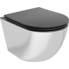 Mexen Lena Cuvette WC sans rebord avec abattant slim à descente progressive, duroplast, noir mat/argenté - 30224074