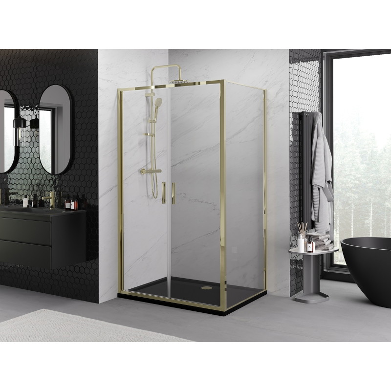 Mexen Exo-B Duo cabine de douche pivotante 80 x 110 cm, transparente, dorée - 814-080-110-50-00