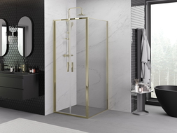 Mexen Exo cabine de douche pivotante 110 x 110 cm, transparente, or - 814-110-110-50-00