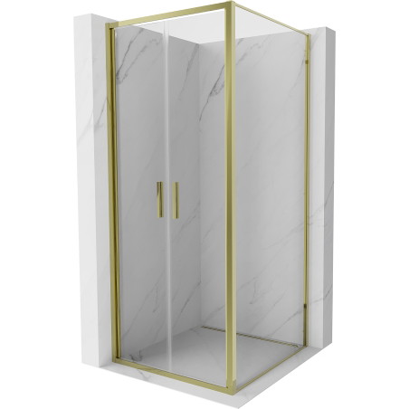 Mexen Exo-B Duo cabine de douche pivotante 110 x 110 cm, transparente, or - 814-110-110-50-00