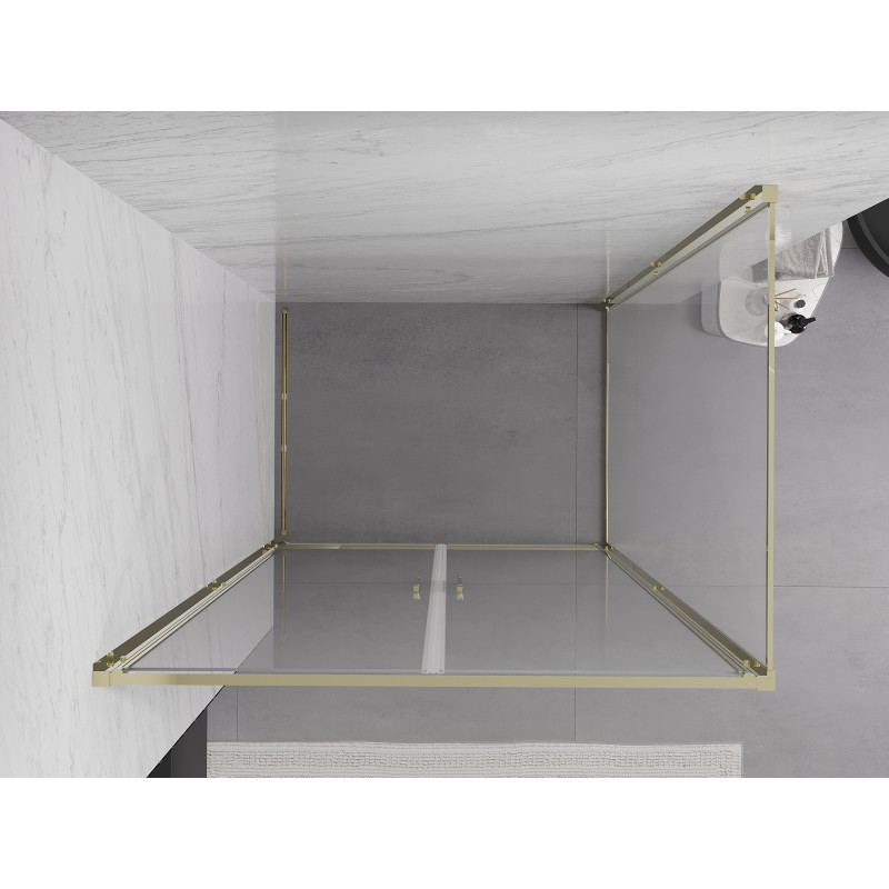 Mexen Exo-B Duo cabine de douche battante 120 x 80 cm, transparent, dorée - 814-120-080-50-00