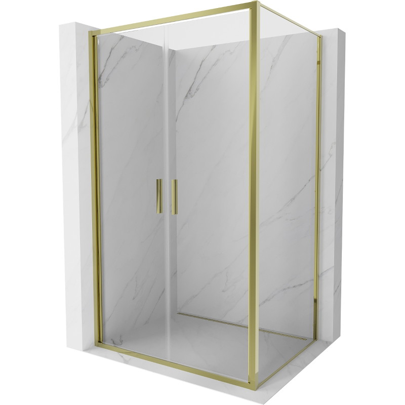 Mexen Exo-B Duo cabine de douche battante 120 x 80 cm, transparent, dorée - 814-120-080-50-00