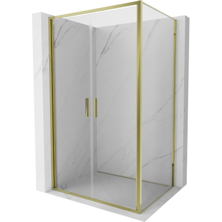 Mexen Exo-B Duo cabine de douche battante 120 x 80 cm, transparent, dorée - 814-120-080-50-00