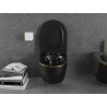 Mexen Lena cuvette WC Rimless avec abattant slim à descente lente, duroplast, noir mat/ligne dorée - 30224075
