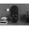 Mexen Lena wc suspendu Rimless avec abattant slim à descente progressive, duroplast, noir mat/ligne dorée - 30224075