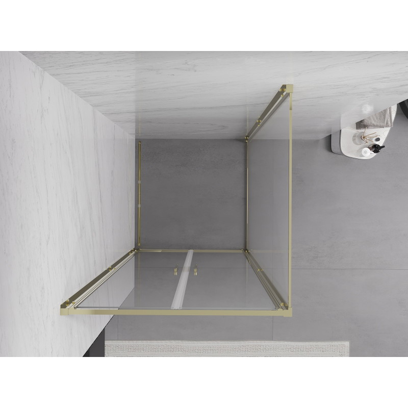 Mexen Exo-B Duo cabine de douche pivotante 120 x 120 cm, transparent, or - 814-120-120-50-00