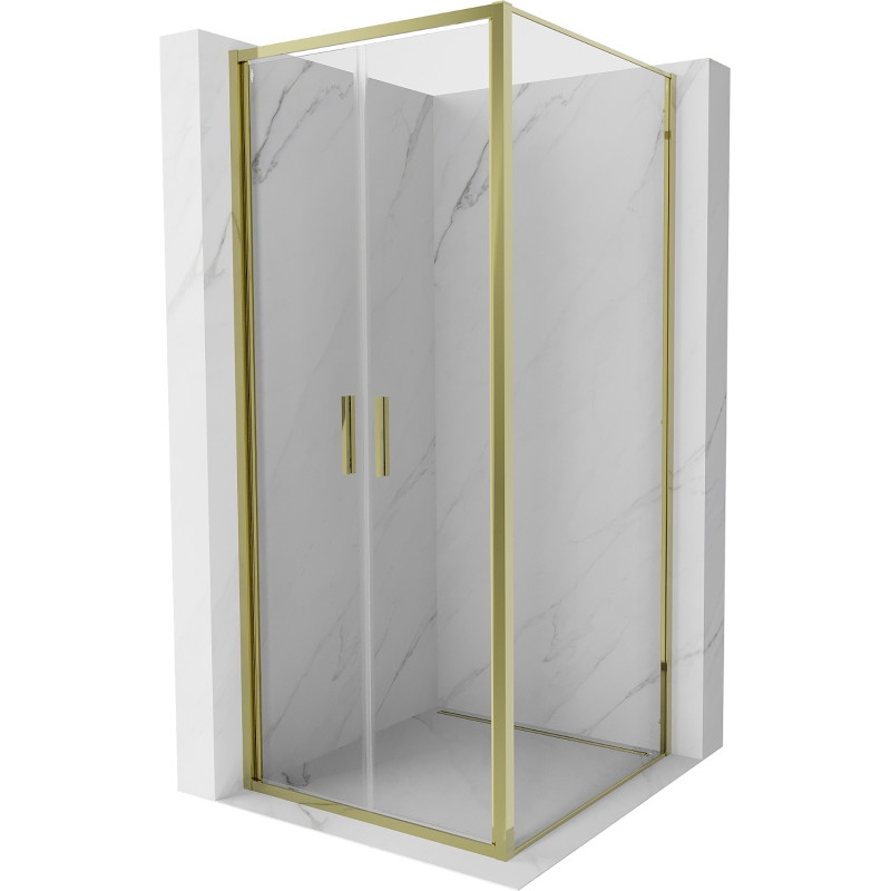 Mexen Exo-B Duo cabine de douche pivotante 120 x 120 cm, transparent, or - 814-120-120-50-00
