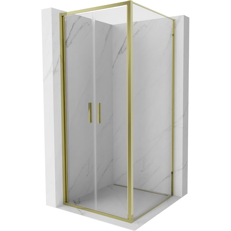 Mexen Exo cabine de douche pivotante 120 x 120 cm, transparente, dorée - 814-120-120-50-00