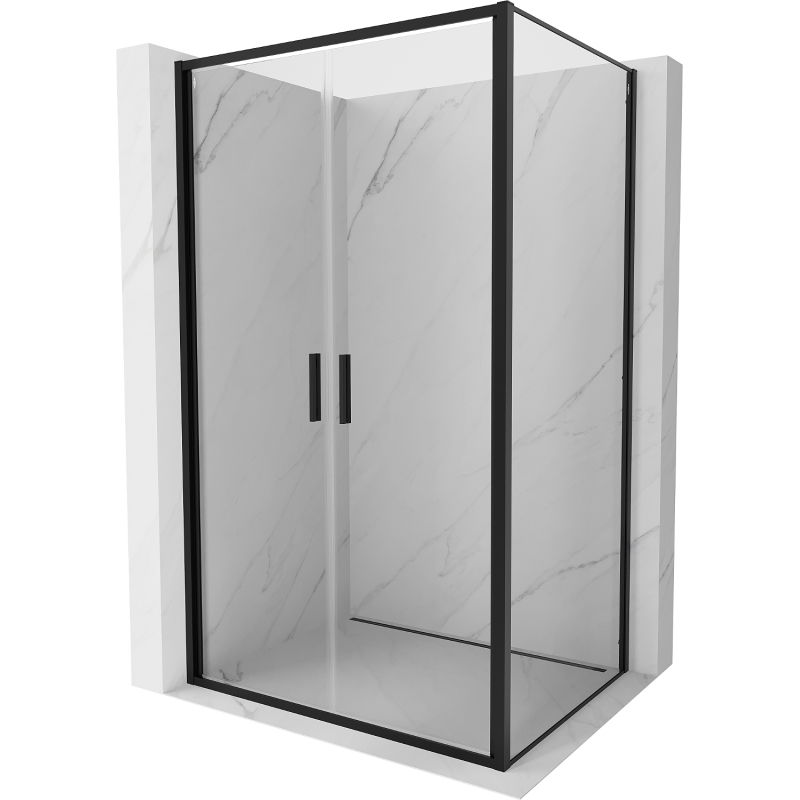 Mexen Exo cabine de douche battante 80 x 120 cm, transparente, noire - 814-080-120-70-00