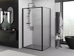 Mexen Exo-B Duo cabine de douche pivotante 90 x 120 cm, transparente, noire - 814-090-120-70-00