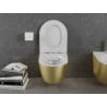 Mexen Lena cuvette WC sans bride avec abattant à descente ralentie slim, duroplast, blanc/or motif lignes - 30224007