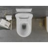 Mexen Lena cuvette WC sans bride avec abattant à descente ralentie slim, duroplast, blanc/or motif lignes - 30224007