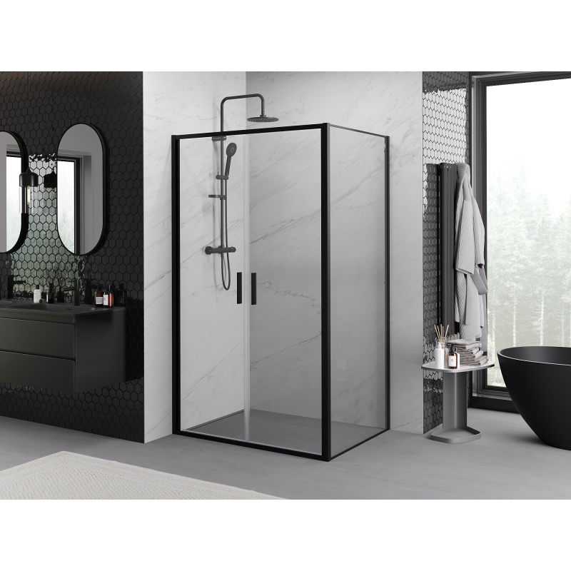 Mexen Exo cabine de douche pivotante 110 x 85 cm, transparente, noire - 814-110-085-70-00