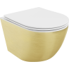 Mexen Lena cuvette WC sans bride avec abattant à descente ralentie slim, duroplast, blanc/or motif lignes - 30224007