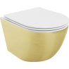 Mexen Lena cuvette WC sans bride avec abattant slim à descente progressive, duroplast, blanc/or motif lignes - 30224007
