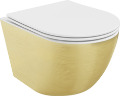 Mexen Lena cuvette WC sans bride avec abattant slim à descente progressive, duroplast, blanc/or motif lignes - 30224007