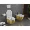 Mexen Lena cuvette WC sans bride avec abattant à descente ralentie slim, duroplast, blanc/or motif lignes - 30224007