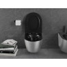 Mexen Lena cuvette WC sans rebord avec abattant à descente lente slim, duroplast, noir mat/motif argenté lignes - 30224073