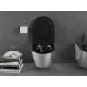 Mexen Lena cuvette WC sans rebord avec abattant à descente lente slim, duroplast, noir mat/motif lignes argent - 30224073