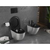 Mexen Lena cuvette WC sans rebord avec abattant à descente lente slim, duroplast, noir mat/motif argenté lignes - 30224073