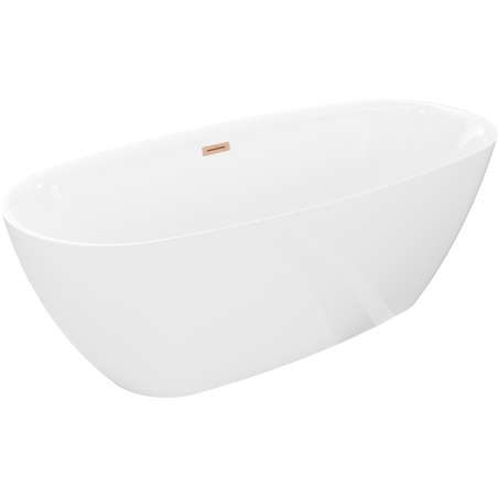 Mexen Luvo Slim baignoire autoportante 170 x 75 cm, blanche, trop-plein en cuivre brossé - 52801707500-65