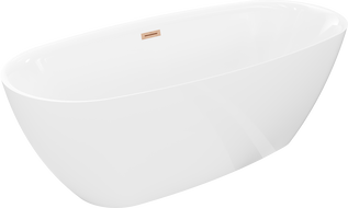 Mexen Luvo Slim baignoire autoportante 170 x 75 cm, blanche, trop-plein en cuivre brossé - 52801707500-65