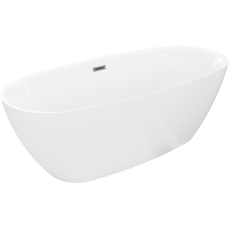 Mexen Luvo Slim baignoire autoportante 170 x 75 cm, blanche, trop-plein gun gray brossé - 52801707500-66