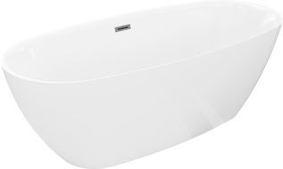 Mexen Luvo Slim baignoire autoportante 170 x 75 cm, blanche, trop-plein gun gray brossé - 52801707500-66