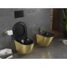 Mexen Lena cuvette WC Rimless avec abattant à descente lente slim, duroplast, noir mat/motif doré lignes - 30224077