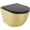 Mexen Lena cuvette wc Rimless avec abattant à descente lente slim, duroplast, noir mat/or motif lignes - 30224077