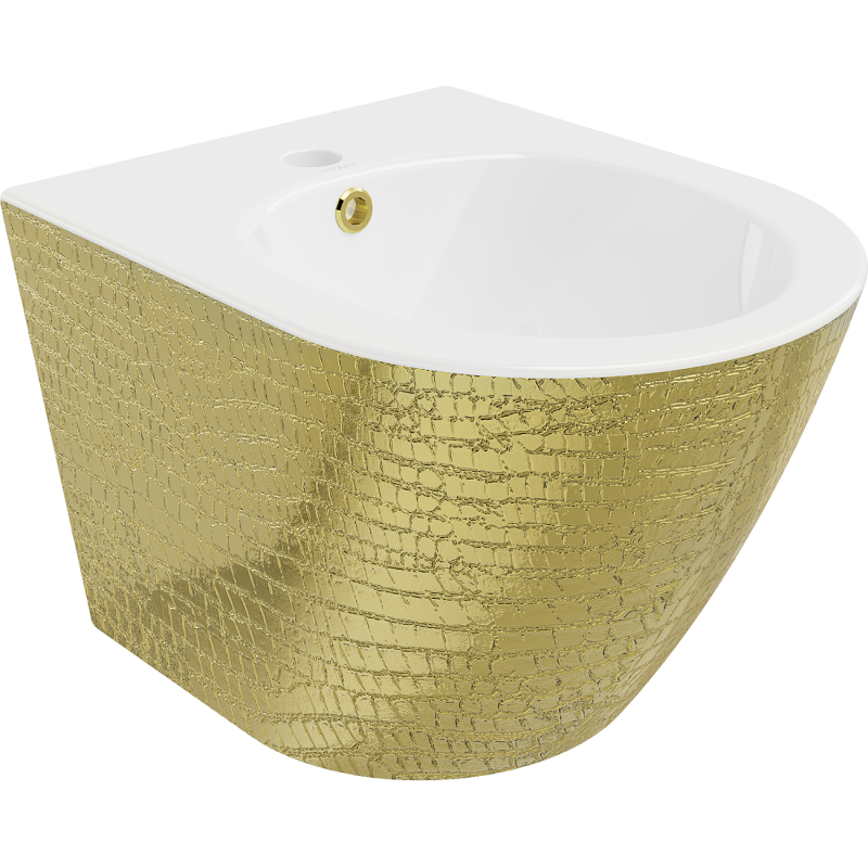 Mexen Lena bidet mural, Blanc/Or motif écaille - 35224808