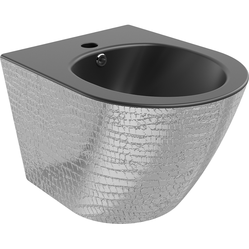 Mexen Lena bidet mural, Noir mat/ Argent motif écaille - 35224872