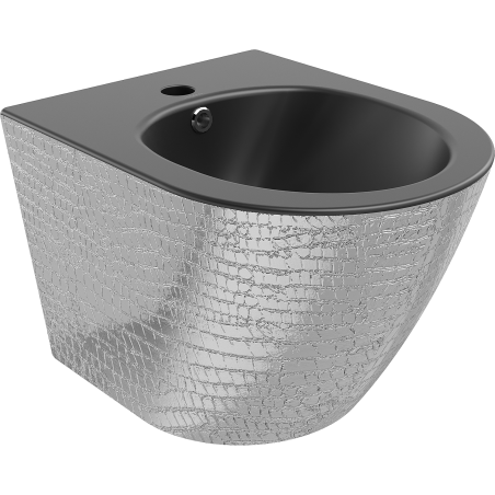 Mexen Lena bidet mural, Noir mat/ Argent motif écaille - 35224872
