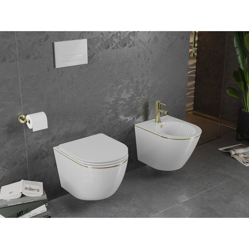Mexen Lena bidet suspendu, blanc/doré ligne - 35224805