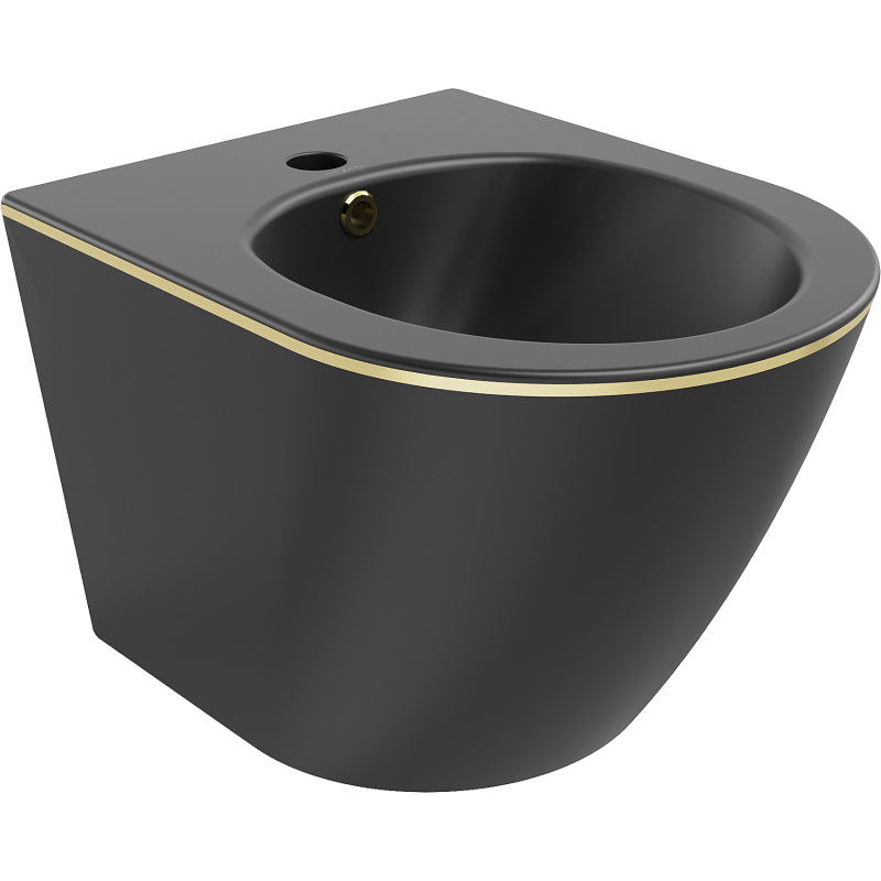Mexen Lena bidet mural, Noir mat/Or lignes - 35224875