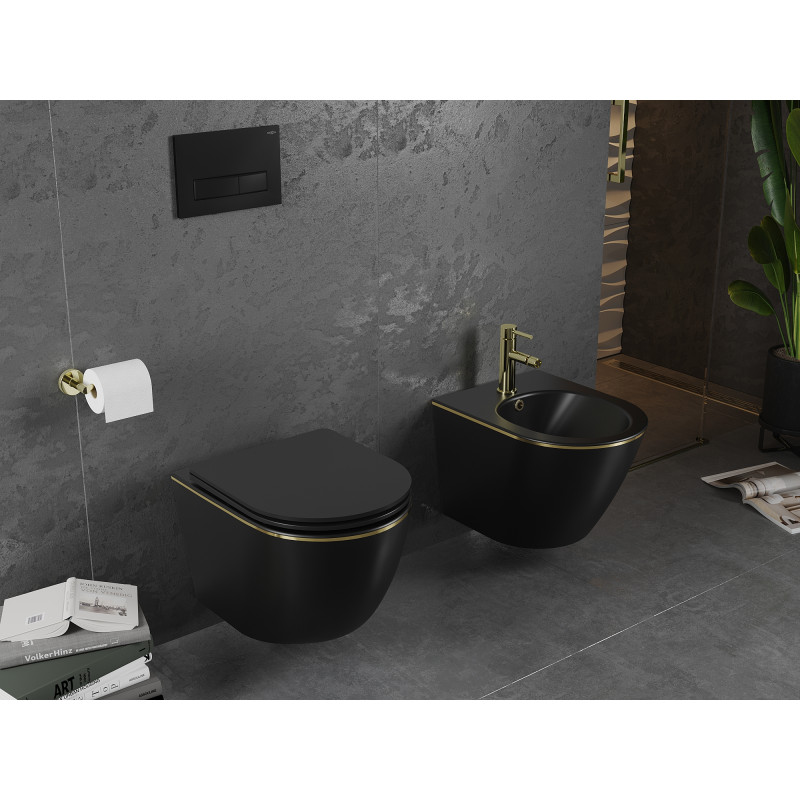Mexen Lena bidet suspendu, noir mat/ligne dorée - 35224875