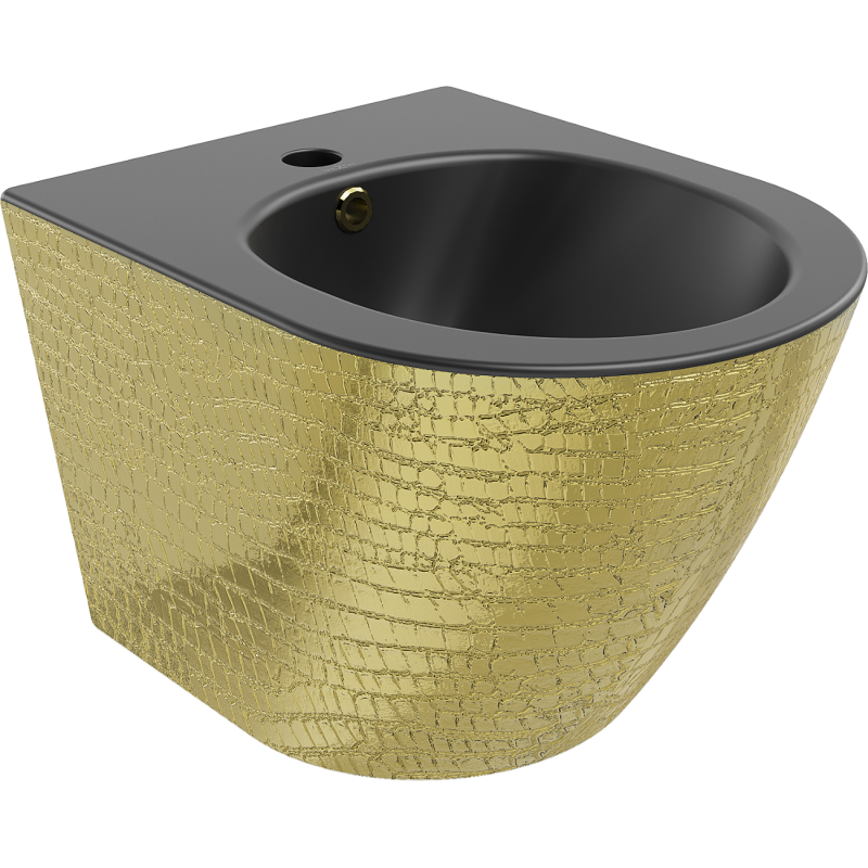 Mexen Lena bidet suspendu, noir mat/motif à écailles dorées - 35224878