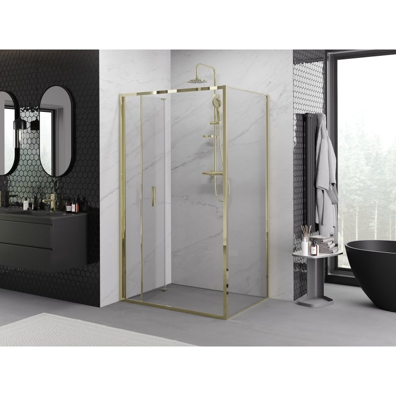 Mexen Exo-F cabine de douche pliante 75 x 120 cm, transparent, or - 816-075-120-50-00
