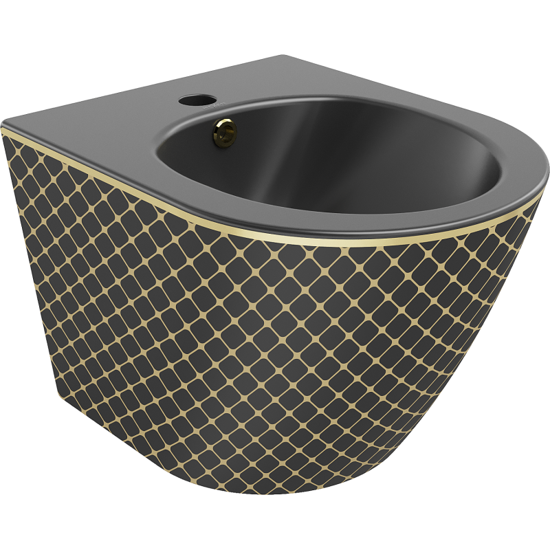 Mexen Lena bidet mural, Noir mat/Or motif carreaux - 35224879