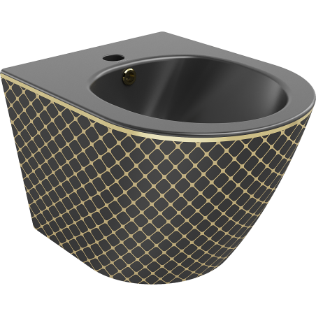 Mexen Lena bidet mural, Noir mat/Or motif carreaux - 35224879