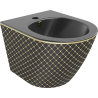 Mexen Lena bidet mural, Noir mat/Or motif carreaux - 35224879