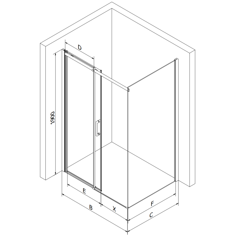 Mexen Omega cabine de douche coulissante 100 x 80 cm, transparent, chromé - 825-100-080-01-00