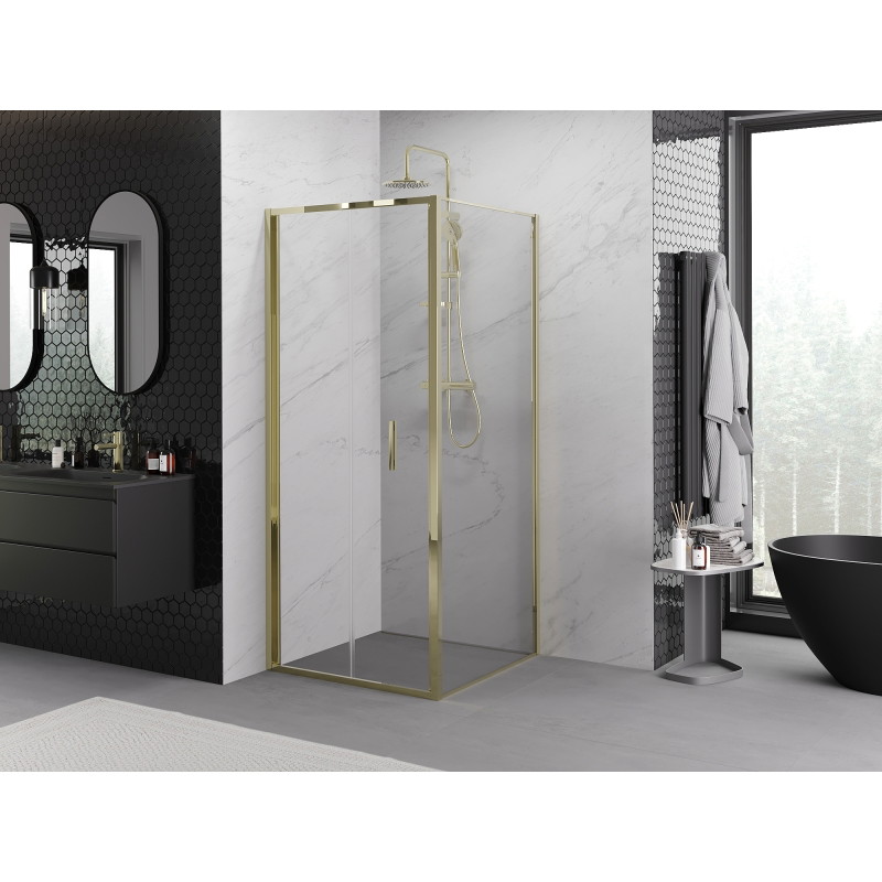 Mexen Exo-F cabine de douche pliante 120 x 120 cm, transparente, or - 816-120-120-50-00