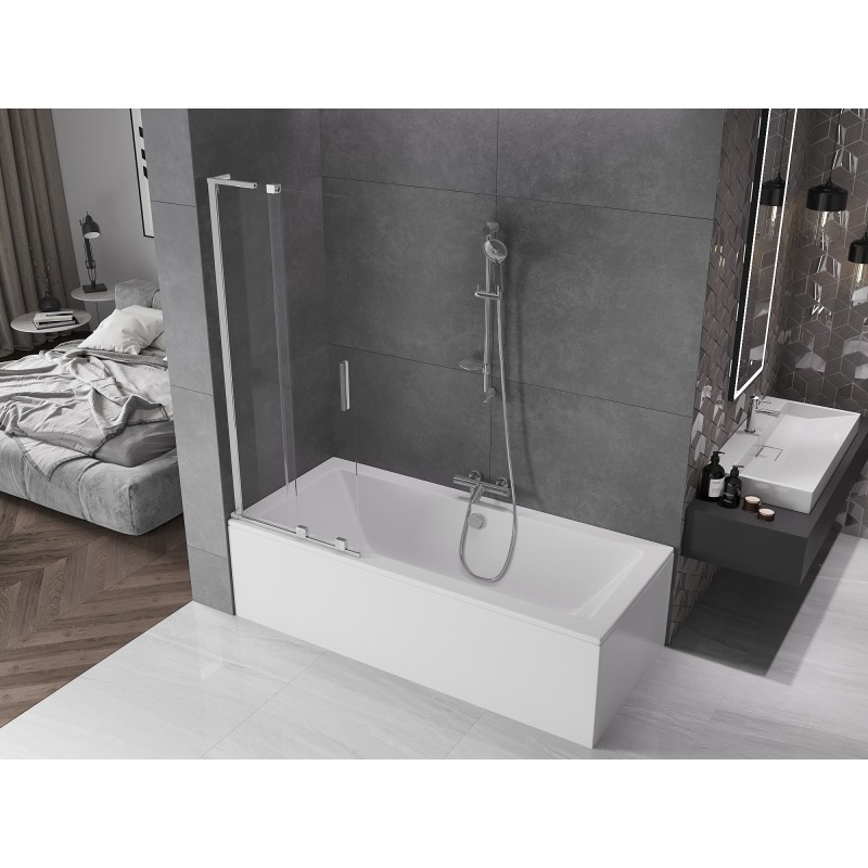Mexen Velar L paroi de baignoire à 2 volets coulissants 70 x 150 cm, transparent, chrome - 896-070-003-01-01