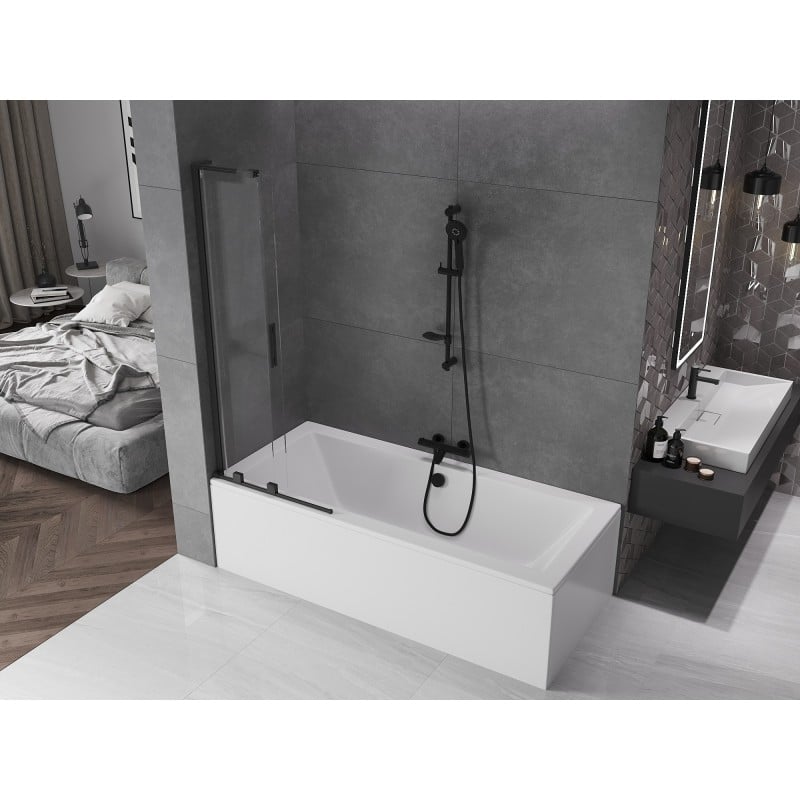 Mexen Velar L paroi de baignoire 2 volets coulissante 70 x 150 cm, transparent, noir - 896-070-003-01-70