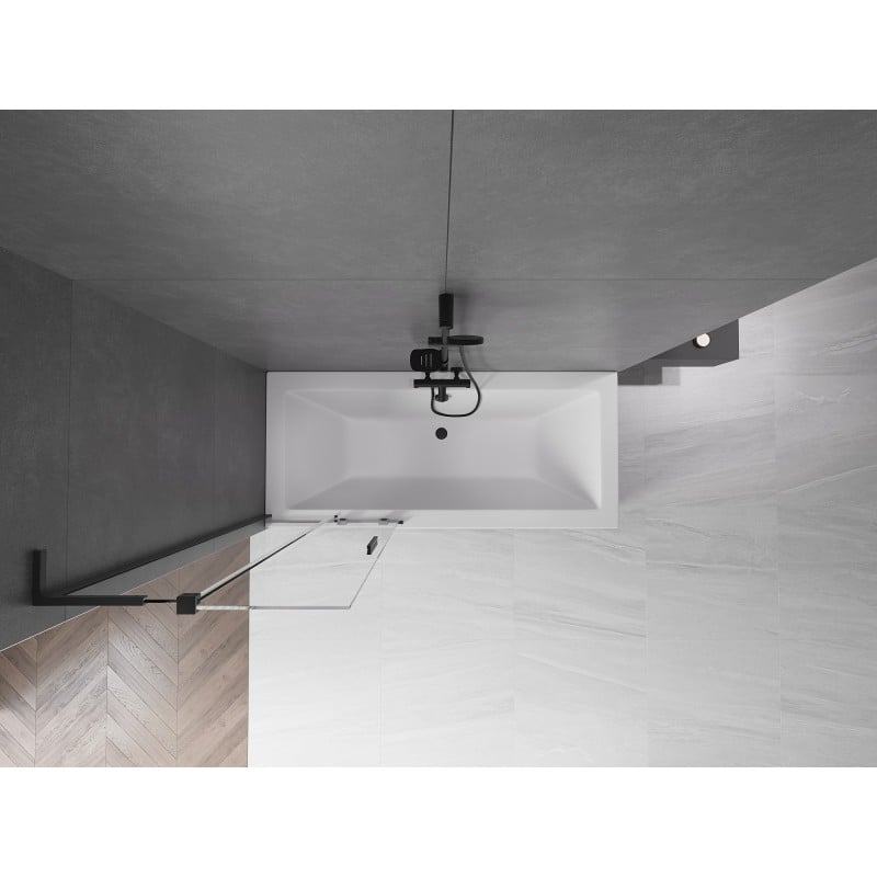 Mexen Velar L paroi de baignoire 2 volets coulissante 70 x 150 cm, transparent, noir - 896-070-003-01-70
