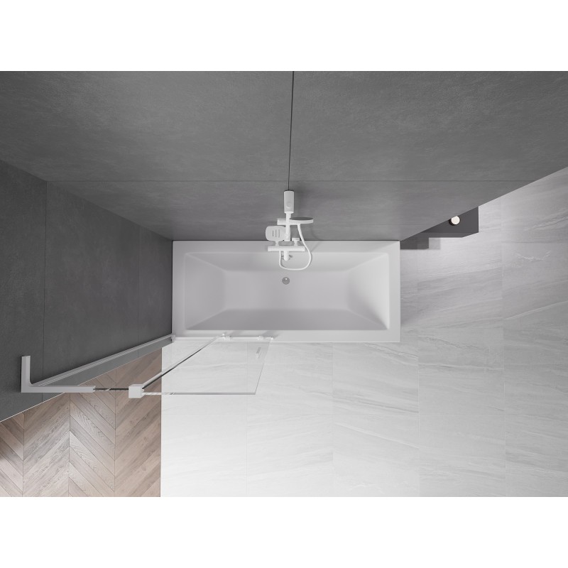 Mexen Velar L paroi de baignoire 2 volets coulissants 80 x 150 cm, transparent, blanc - 896-080-003-01-20